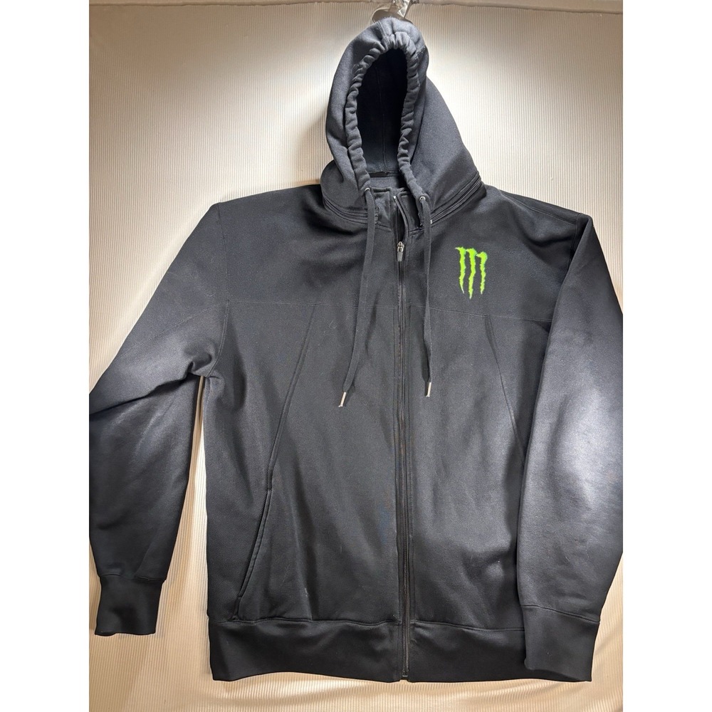 Vtg Y2K Monster Energy Full Zip Hoodie Jacket men's XXL Green Claw Detach. Hood